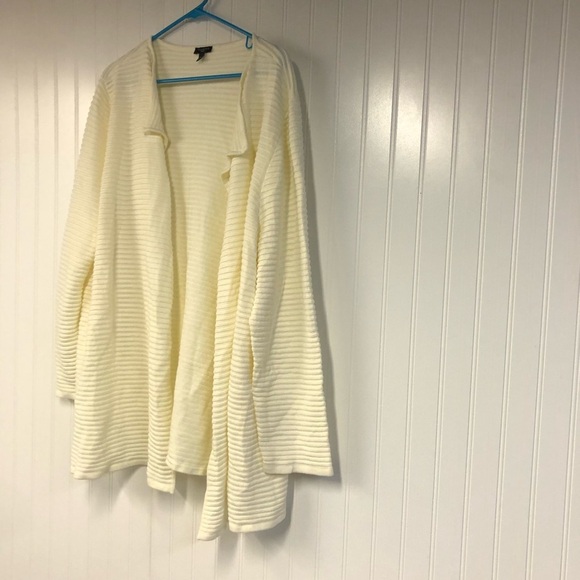 Talbots Textured Cream Women's Open Front Cardigan Sweater Long Sleeve 3X - Picture 2 of 4